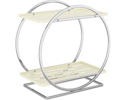 REFTTENW Zilver met witte accenten dubbellaags opbergrek, dubbellaags rek – geschikt voor badkamer, keuken, woonkamer, kaptafel en het opbergen van diverse spullen.