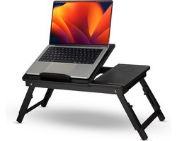 Regal Houseware® Verstelbare Bedtafel - Laptoptafel - Laptopverhoger - Banktafeltje - Ontbijttafeltje - Ontbijt op Bed - Gemaakt van Bamboe - Zwart