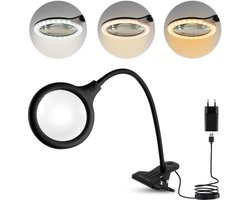Regal Tech® Loeplamp - Professionele Klem Loeplamp met LED-verlichting - Leeslamp, Bureaulamp, Werklamp - Vergrootglas 5x Vergroting - 54 LED's - 59 cm - Dimbaar - Tafelklem
