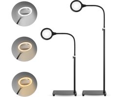 Regal Tech® Staande Loeplamp - Professionele Loeplamp met LED-verlichting - Leeslamp, Bureaulamp, Werklamp - Vergrootglas met 5x vergroting - 130 cm - Dimbaar