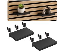 Regal voor akoestische panelen - 2 stuks accessoires Akoestische panelen Zonder boren Wandorganizer Wandrek Wandrekken voor lamellen Wandpanelen Zwevend rek Woonkamer Slaapkamer Kantoor Keuken