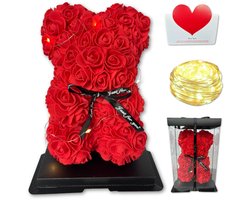 Regalo Rosa Rozenbeer 25 cm - Met LED Verlichting en Cadeaubox - Eeuwige Rozen