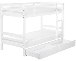 REGAT - Stapelbed met opbergruimte - Wit - 90 x 200 cm - Dennenhout