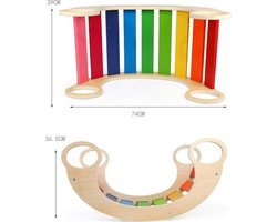 Regenboog balance board - schommelstoel - klimrek - rainbow chair - nu met gratis krijt set!