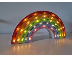 Regenboog Nachtlampje Kinderkamer – Handgemaakte Houten Lamp voor Babykamer