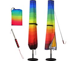 Regenboog parasolhoes 420D Oxford-stof waterdicht - telescopische stang - geschikt voor 24 m tot 34 m grote parasol - winddicht en stofdicht Telescopische stangen