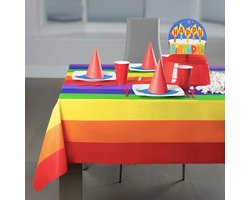 Regenboog Thema Tafelkleed voor Pride Party - Plastic Rechthoekig Tafelkleed - Zomer Strand - Kinderen Verjaardag Cocktail - Feestelijke Decoratie met Regenboogmotief