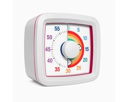 Regenboog Timer-60 Minuten Timer- Kinder Timer- Educatieve tijdklok- Stil & Visueel timer Wit - Pomodoro Timer- Kookwekker- Speelse Timer-Studie Timer ideaal voor Thuis en School- Perfect voor focus en Time Management.