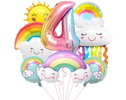 regenboogdecoraties, 4 jaar, wolken- en zonneballonnen, verjaardagsfeest, meisjes, kinderaccessoires, bruiloften