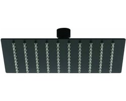 Regendouchekop - 200 x 200 mm - Hoofddouche - Douchekop - RVS - zwart - Hoge druk - Waterbesparende - vierkante - G1/2 Universele Aansluiting