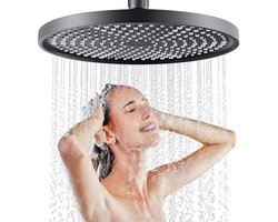 Regendouchekop - krachtige waterdruk - 1 stuk - zwart - 25,4 cm