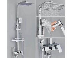 Regendouchekop - Regendouches - Regendouche met 4 koppen - Chrome - In Hoogte Verstelbaar - Thermostaatkraan