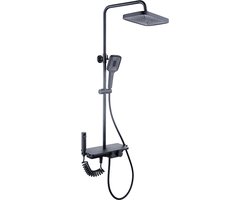 Regendoucheset - 30 cm - zwart - thermostaatkraan, handdouche & sproeier