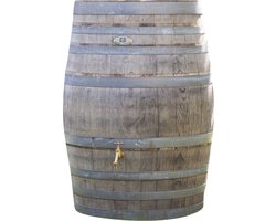 Regenton 225L "BB", gat vulautomaat, deksel, messing logo en kraan