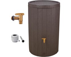 Regenton Compleet - Water Opslag - Tuin Bewatering - Houtlook Design - 220 Liter - Bruin