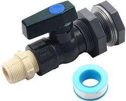 Regenton Kraan Set - Waterslang Connector - Water Opslag - Sterk PVC Materiaal - 1 Inch - Grijs