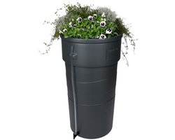 Regenton met plantenbak – 230 liter – Antraciet – Kunststof – Met kraan en peilstok