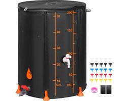 Regenton - Regenwaterton - Regentank - 379L - Opvouwbaar - 1000D PVC-Materiaal - met Afvoerventiel en Kraan - voor Gebruik Buitenshuis