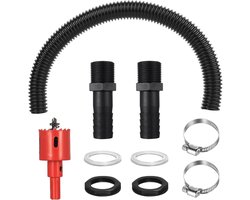 Regentonnen doorvoer set met 1,57 inch aansluiting, 50 cm slang, 2 dichtingen en 2 klemmen voor eenvoudig waterbeheer en regenwateropvang