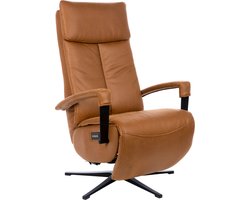 Reggio Relaxfauteuil Elektrisch Verstelbaar met Accu - Optimaal Zitcomfort - Nosagvering voor extra Ontspanning - Relax Fauteuil - Relaxstoel met Armleuning - Cognac