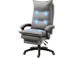 Regisseursstoel – Bureaustoel – Directeursstoel – Relaxstoel – Werkstoel – Verstelbare Rugleuning – Geïntegreerde Uitschuifbare Voetsteun – Ademend Linnen Grijs