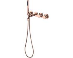 Regn complete thermostatische badinbouwset, geborsteld koper