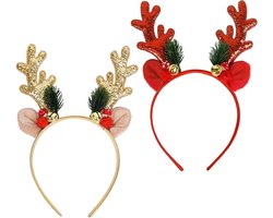 Reindeer Antler Hoofdband Set voor Volwassenen en Kinderen, Kerstmis Decoratie, Feestelijke Cosplay Accessoire met Glanzende Klokjes en Hoorns