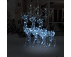 Reindeer Kerstdecoratieset, blauw acryl, modern, waterdicht, voor binnen en buiten, feestelijke decoratie (koud wit, 70 x 41 x 120 cm, 3)