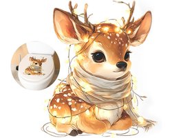 Reindeer Toilet Stickers voor Kerst, Waterdichte PVC Wanddecoratie voor Badkamer en Toilet, 29 x 29 cm, Verwijderbaar en Zelfklevend
