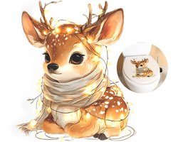 Reindeer Toilet Stickers voor Kerst, Waterdichte PVC Wanddecoratie voor Toilet en Badkamer, Herbruikbare en Zelfklevende Decoratie 29 x 29 cm