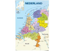 Reinders Poster Schoolkaart Nederland - 91,5x61cm - Papier - REINDERS