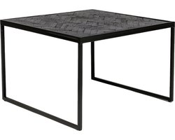 Reinier zwart teak visgraat bijzettafel 60x60x40 cm