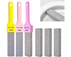 Reinigingsborstel van puimsteen, 6 stuks, met 3 handgrepen, steen, puimsteen, toilet, reinigingsborstel, vervangbaar, verwijder vlekken op toilet, badkamer, keuken, zwembad
