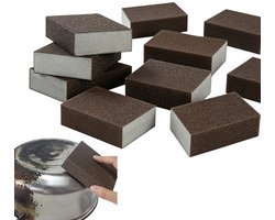 Reinigingssponzen - 10 Stuks Schuursponsjes - Hardnekkig Vuil - Krasbestendige Tovergom - Ontkalken - Waterkoker en Theepot - 10 x 7 x 2,5 cm - Grijs
