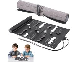 Reis Backgammon Spel met Leren Opvouwbare Bord, Geschikt voor 2 Spelers, Ideaal voor Volwassenen en Motorhome, Afmetingen: 36 x 25.5 cm