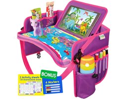 Reis Dienblad - Autostoel Tafel - Kinderen Bezig Houden - Waterdicht Tekenblad - 31.75x8.89x43.18 cm - Paars