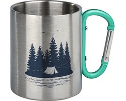 Reisbeker RVS beker met karabijnhaak into the wild - 300ml