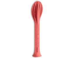 Reisbestek, Bestekset van 3 Stuks, Mes, Vork, Lepel, Natuur Koraal, Organic Bio-Circular - Koziol | Klikk Pocket