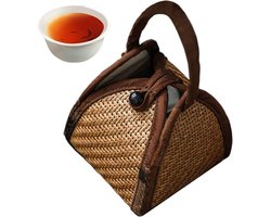 Reisetui Theebenodigdheden - Rotan mand - Thee serveren - Handgemaakt design - 10 x 8 x 8 cm - Natuurlijk