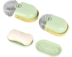 reisetuis voor zeep - 2 stuks - waterdicht - met deksel - Lekvrije Zeepkist - met siliconen handvat - Zeephouders - Zeepzakje - voor thuis badkamer reizen kamperen - Reisformaat Toiletartikelen - draagbare zeephouder - 11.8*8*4.5cm - groen