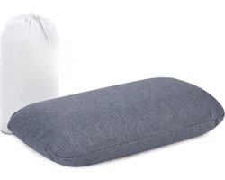 Reiskussen Quickdry | Nekkussen van visco-schuim | Orthopedisch HWK- neksteunkussen | Klein hoofdkussen voor op reis met warmteregulerende overtrek 40x25x10 cm
