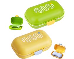 Reiszeep hoes - lekvrij, waterdicht en draagbaar - Soa-p box voor badkamer, sportschool, douche - 2 stuks - geel en groen - reis accessoire.