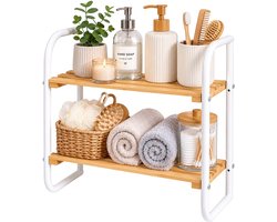 Rek - 45x43x21 cm - natuur-wit - hout - met opbergruimte