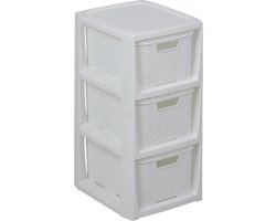 Rek in rotan design - multifunctioneel en stijlvol - 3 manden - wit - BPA-vrij kunststof