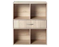 Rek met 4 vakken en lade voor moderne woonruimtes