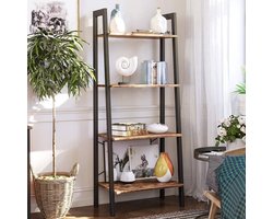 Rek Sidney 4 legplanken - rustiek bruin/zwart