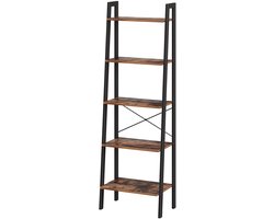 Rek Sidney 5 legplanken - rustiek bruin/zwart