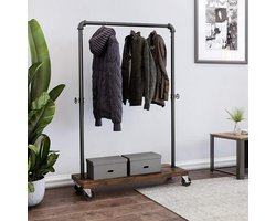 rek Vergrendelbare Wielen - Industrieelen Vintage - Hout, Metaal