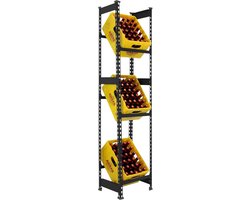 Rek voor kratten - Drank opslag - Huis organiseren - Schroefloze montage - 1800 x 400 x 300 mm - Antraciet