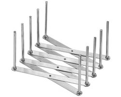 Rek voor pannendeksels - Opbergrek - Rek voor snijplanken - Bordenrek - Keukenrek - Uitschuifbaar - Opbergrek met vier lagen - Zilver - Roestvrij staal